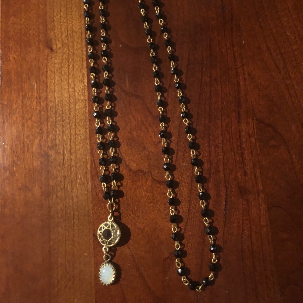 Black and gold long necklace
